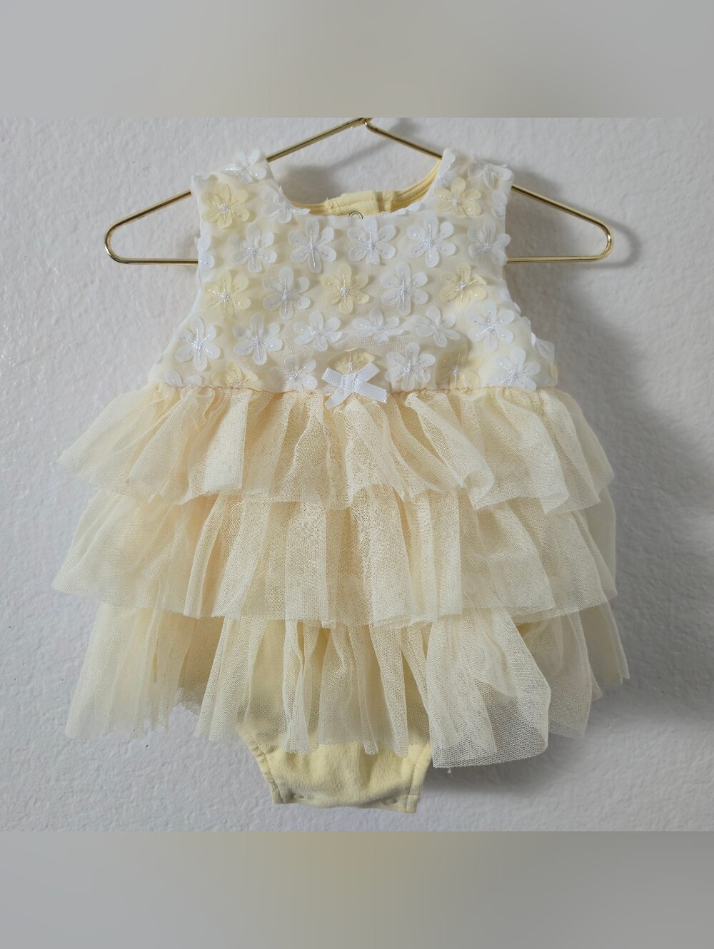 Little Me Pale Yellow Ruffled Baby Dress